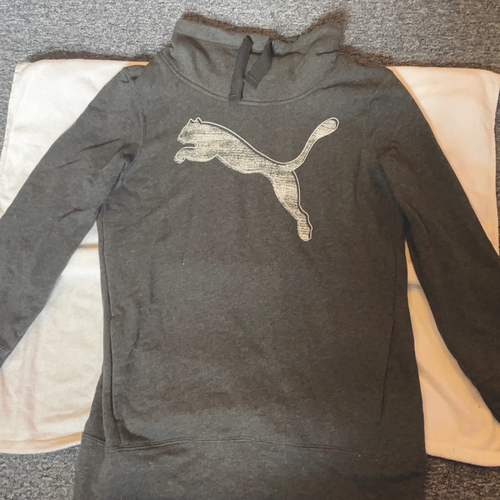 Gray Puma cowl neck pullover hoodie